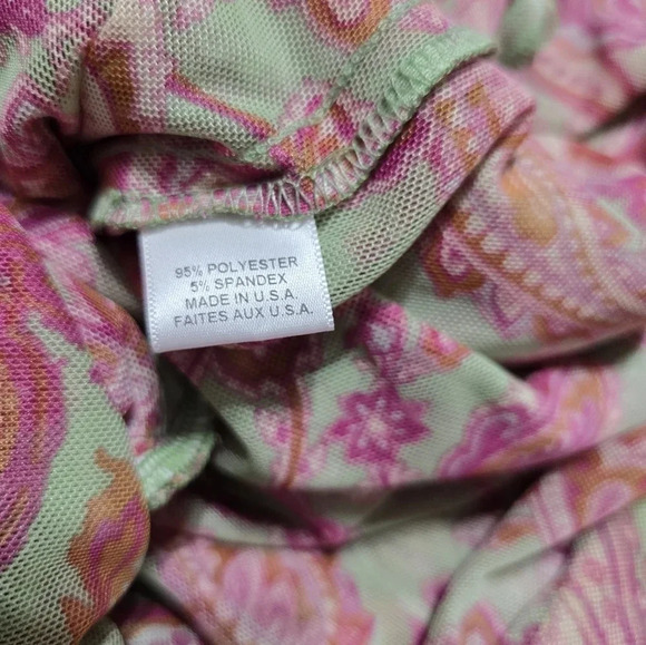 Misa Los Angeles Ava Midi Dress in Vintage Paisley, Stretch Mesh, Ruched Bodice. - Picture 15 of 16